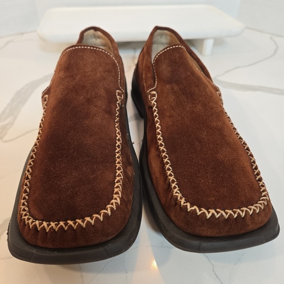 Walkings Made In Italy Brown Suede Slip On Square Toe Loafers Size 9 main image 8